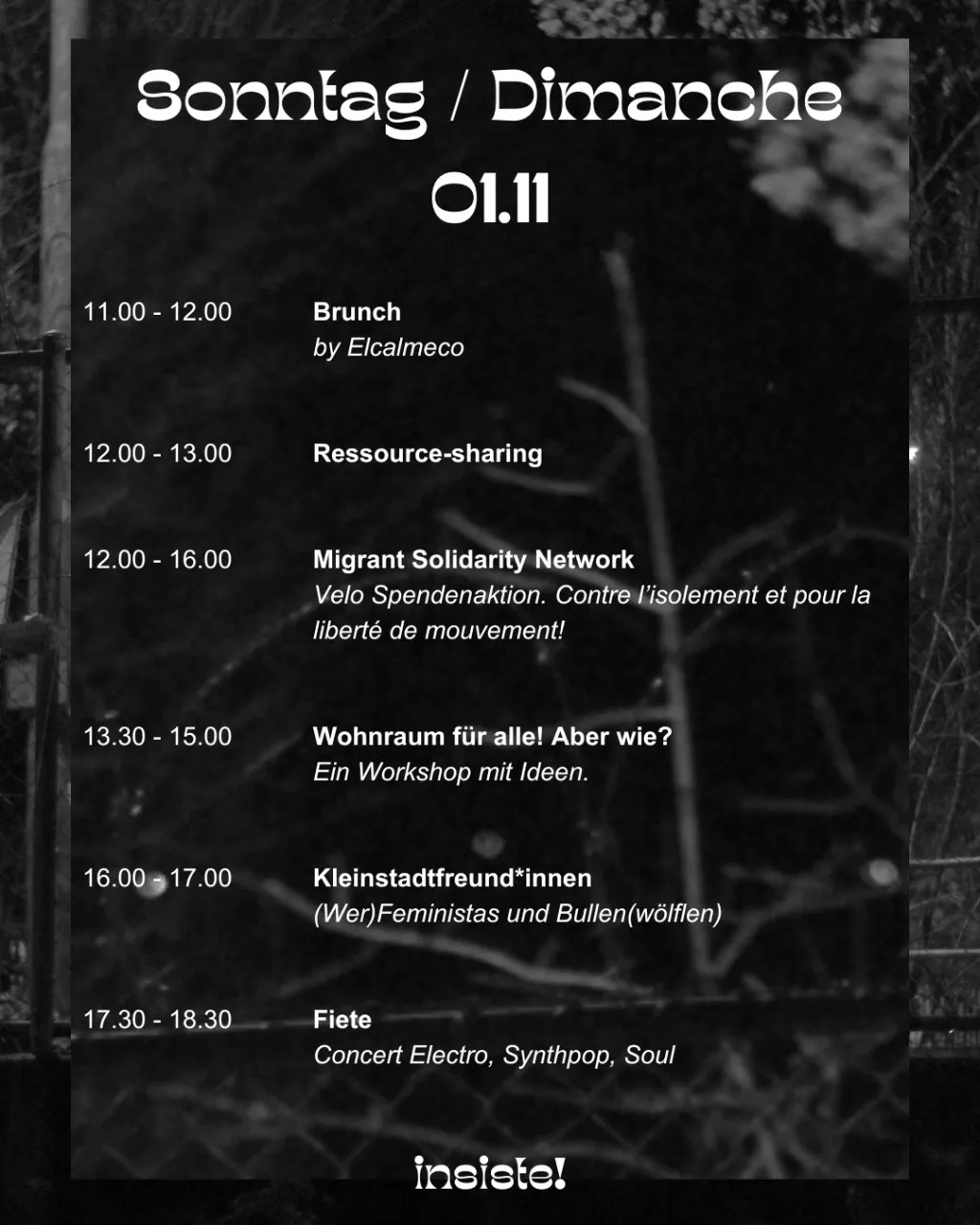 Programme for Sunday 1 November