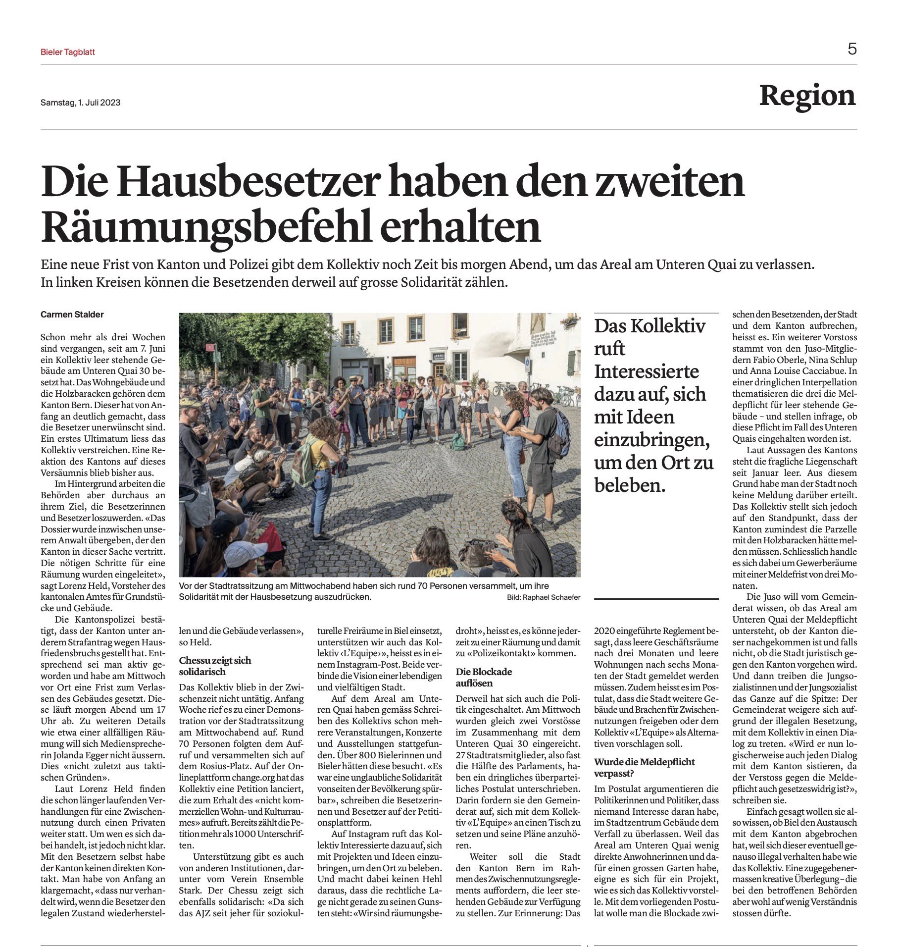 BIELER TAGBLATT - samedi 1 juillet 2023